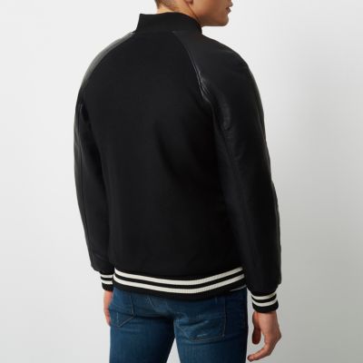 Black varsity bomber jacket